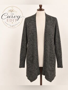 Torrid Size 3 Dark Charcoal Marled Open Front Long Cardigan Cozy Fall Ready